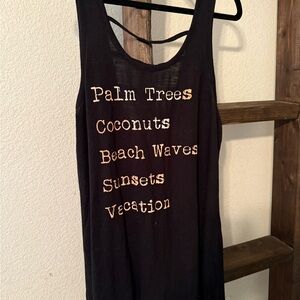 Swimsuit Cover Up Black Sleeveless Graphic